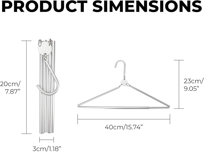 Travel Hangers Foldable Aluminum 3 Pack – Light and Portable Suitcase Clothes Hangers, Heavy Duty Folding Design for Cruise, Hotel, RV, Camping, Space-Saving Drying Rack Accessories