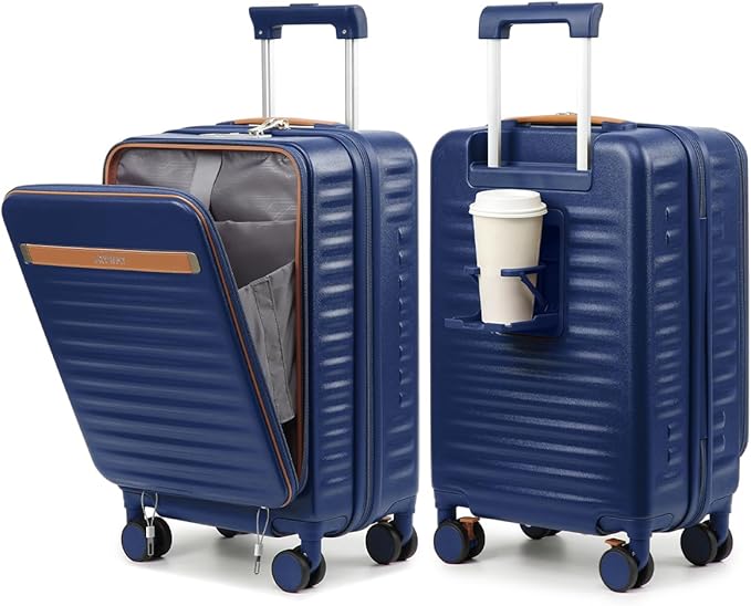 Joyway Carry on Luggage Airline Approved with Front Compartment and Cup Holder, 20 Inch Hard Shell Carry-on Suitcase with Spinner Wheels and TSA Lock for Women Men
