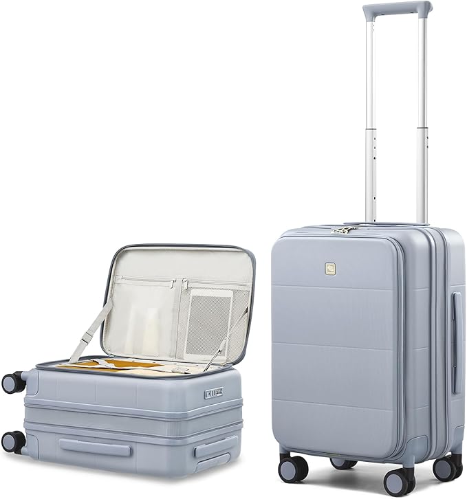 Hanke Hardside Expandable Carry On Luggage, 20 Inch Top Opening Trunk Luggages with Spinner Wheels, All-PC Hard Shell Carry-On Suitcase, Lightweight & TSA Airline Approved (Grey, 46L)