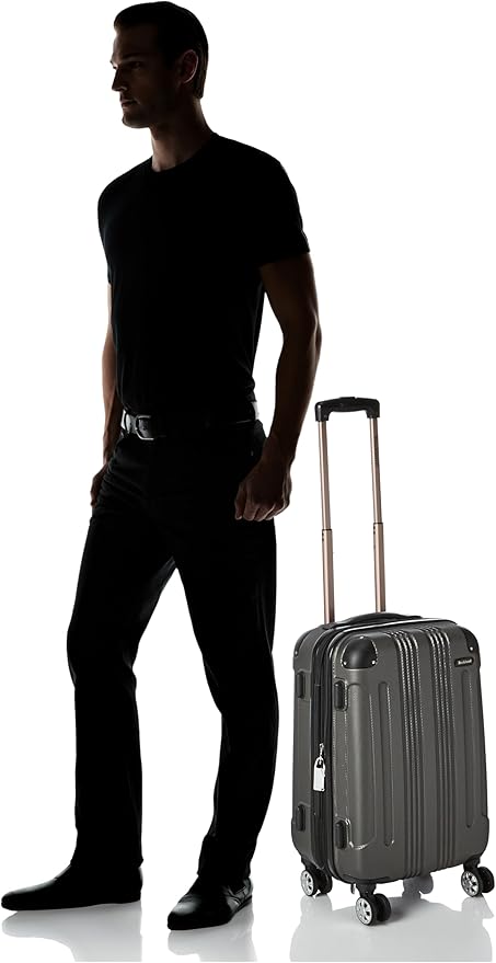 Rockland London Hardside Spinner Wheel Luggage, Grey, Carry-On 20-Inch