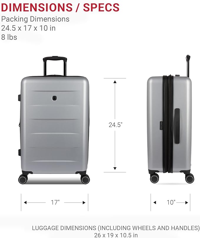 SwissGear 8020 Eclipse Collection Hardside Expandable Luggage – Ultimate Grey