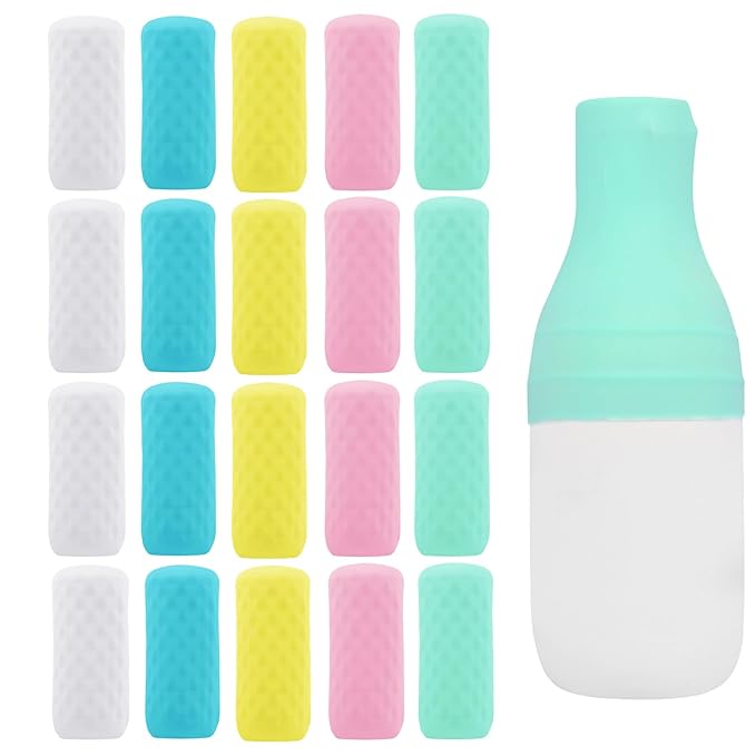20 Pack Travel Essentials Accessories Silicone Bottle Covers, Cruise Essentials, Beach Vacation Essentials for Women Men, Elastic Sleeves for Leak Proofing, Fit Travel Size Bottles Toiletries
