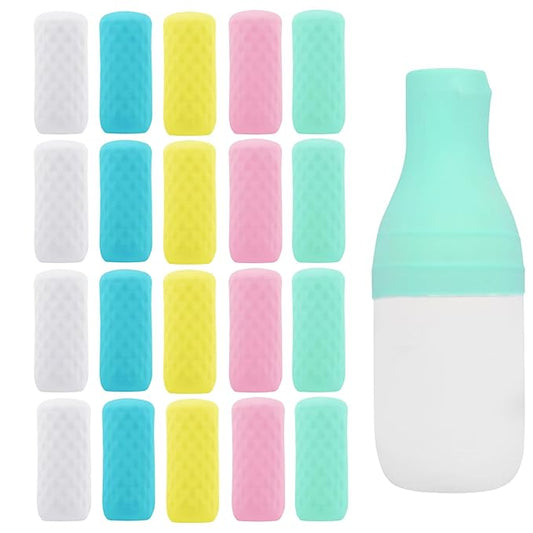 20 Pack Travel Essentials Accessories Silicone Bottle Covers, Cruise Essentials, Beach Vacation Essentials for Women Men, Elastic Sleeves for Leak Proofing, Fit Travel Size Bottles Toiletries