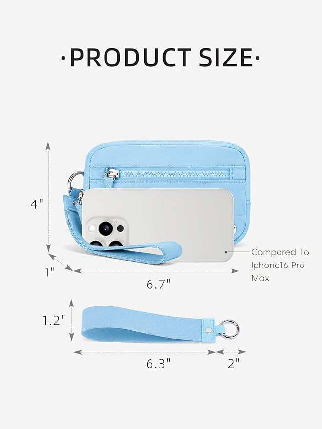 WESTBRONCO Wristlet Wallets for Women – RFID Blocking Quilted Nylon Phone Wallet, Card Holder Purse for Travel & Everyday Use