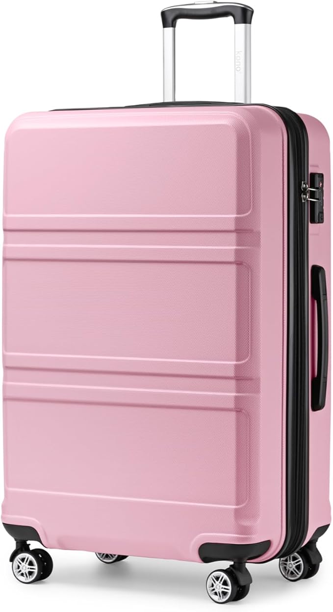 Kono 28 Inch Luggage Expandable Suitcase with Spinner Wheels TSA Lock Lightweight PC+ABS Hardside Large Checked Luggage Durable Rolling Suitcase Pink