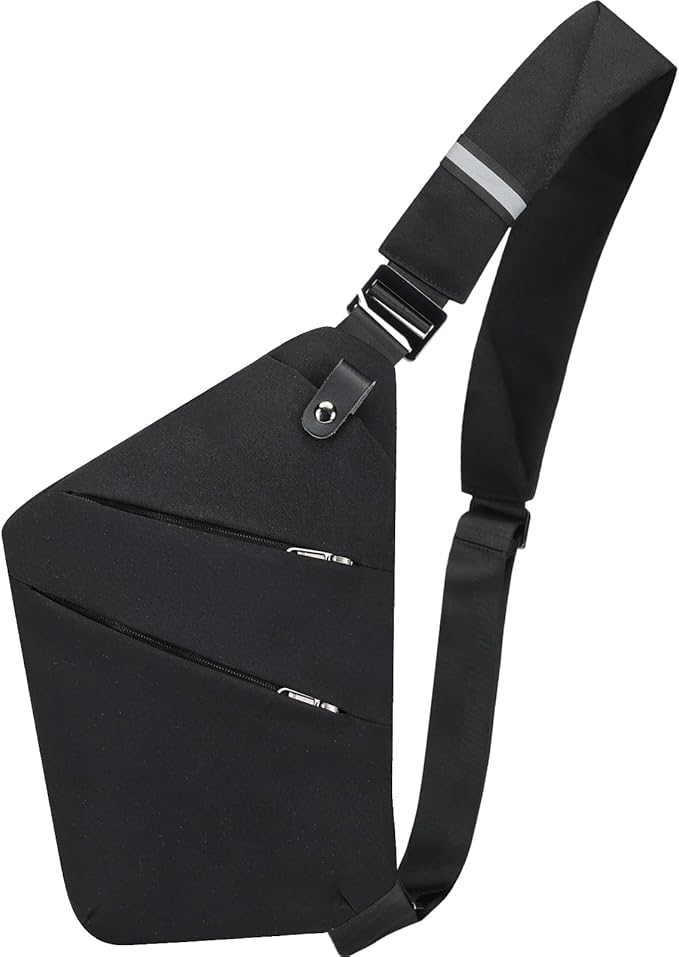 Anti Theft Crossbody Bags for Women Men Travel Sling Bag with Personal Pocket Theft Resistant Sling Backpack Shoulder Bag for Sports Hiking Traveling Running, Black