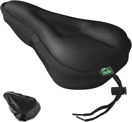 Zacro Bike Seat Cushion - Gel Padded Bike Seat Cover for Men Women Comfort, Extra Soft Exercise Bicycle Seat Compatible with Peloton, Outdoor & Indoor Bike Saddles