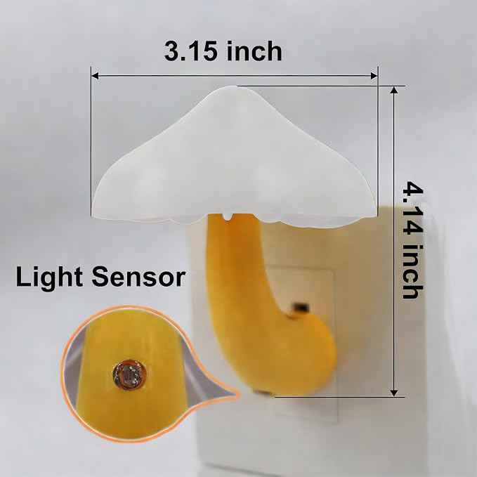 LED Mushroom Night Light Plug in Lamp, Blue Night Lights Plug into Wall, Dusk to Dawn Sensor NightLight for Adults Kids Room Bedroom Bathroom Hallway Kitchen
