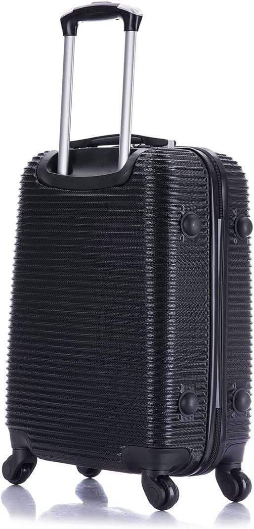 InUSA ROYAL Hardside Luggage with Ergonomic Handles | Spacious Travel Suitcase with Four Spinner Wheels and Studs | 20 Inch Hardside Carry-On Spinner Luggage | Black