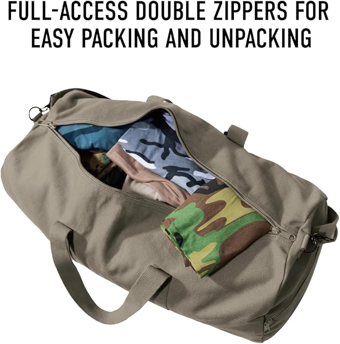 Rothco Heavy-Duty Canvas Shoulder Duffle Bag - Rugged Travel Gym Gear Equipment Bag