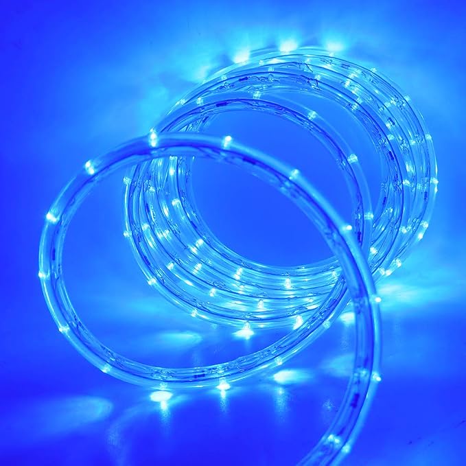 1/2" Rope Lights, 328ft 2-Wire Waterproof LED Rope Light Kit, 110V-120V PVC 30 LED/M Tube Lights Strip for Background Lighting, Outdoor Decorative Lighting, Christmas(Blue)