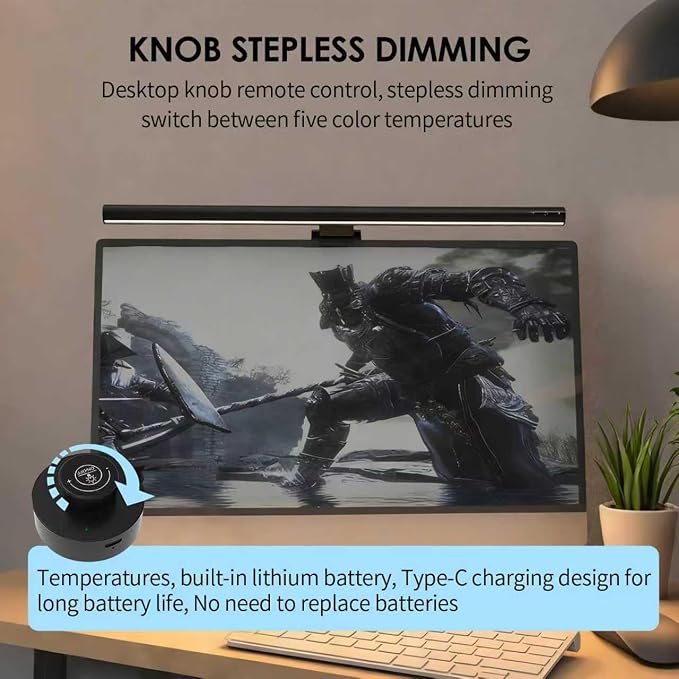 PC Screen Lamp with Remote Control, Adjustable Screen Light Automatic Dimming, LED USB Computer Lamp 17 in Monitor Light Bar Lighting for Office Gaming