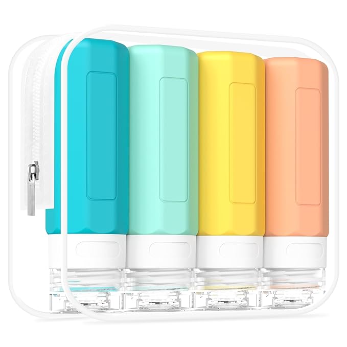 Redfly Travel Bottles for Toiletries, Tsa Approved 3oz Travel Size Containers, Leak Proof Travel Size Toiletries Bottles Silicone, BPA Free Refillable Essentials for Shampoo Conditioners, Colorful