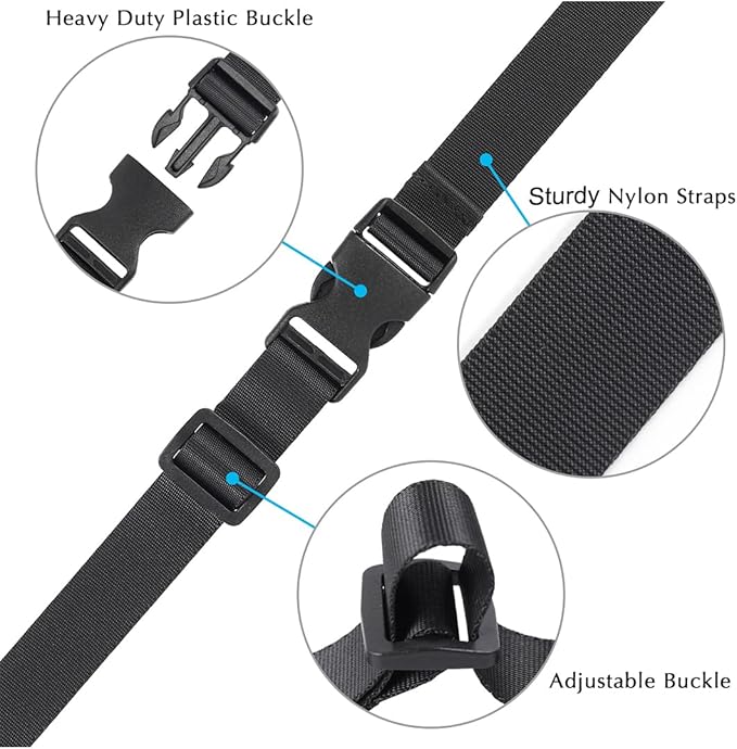Vigorport Utility Straps Quick Release Nylon Backpack Accessory Bag Strap,Adjustable for Hiking,Travel,Outdoor Sports-4 Pack (Black, 1" W-48 L)