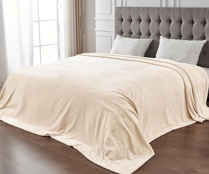 Big Oversized Soft Blanket, Giant Fleece Companion 120x120, California King Warm Blanket for Whole Family, Bed, Sofa, Couch, Travel, Camping 120x120 Cream