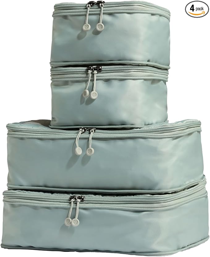 ANTLER - Compression Packing Cubes for Travel, Luggage Organiser for Suitcases or Bags, Travel Accessories, Set of 4, Mist Blue