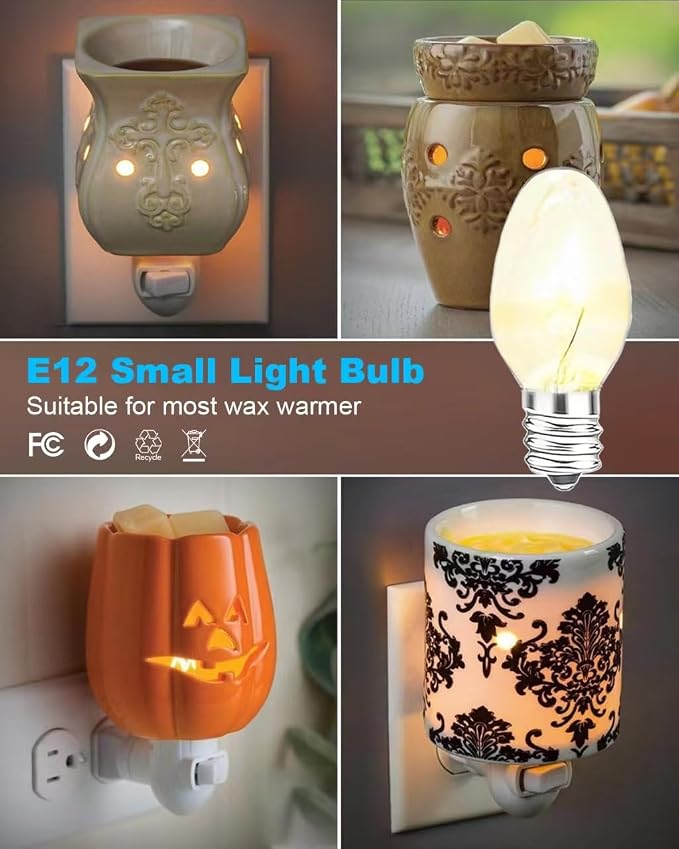 Salt Lamp Bulbs - 15 Watt Light Bulbs for Scentsy Wax Warmer - C7 Replacement Bulbs for Plug in Wax Diffuser- Warmwhite - Dimmable,15 Packs