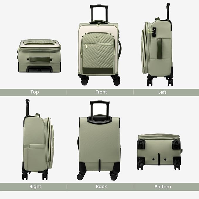 LOVEVOOK Carry On Luggage 22x14x9 Airline Approved,20 Inch Carry-on Suitcase for Women,Softside Suitcases with Wheels,Rolling Checked Luggage with TSA Lock,Lightweight Travel