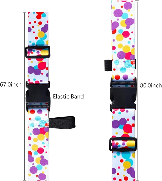 Luggage Straps for Suitcases TSA Approved Easy Pack Organized Suitcase Strap, Luggage Strap, Luggage Belt Strap, Bag Straps for Luggage. Buckle Straps Travel Accessories (Colorful Dot)