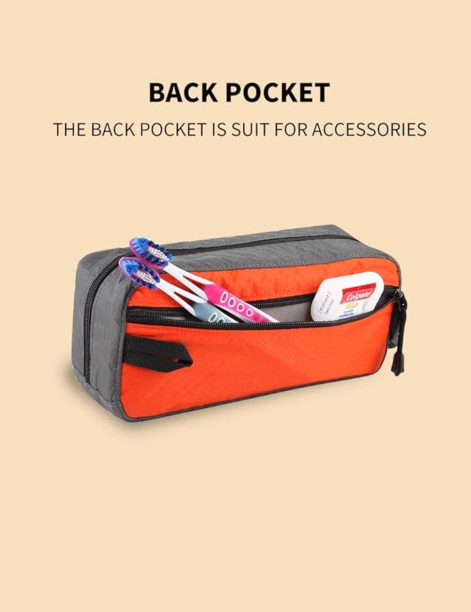 GOX Travel Small Toiletry Bag for Men Nylon Dopp Kit Medicine Bag Travel Organizer Pouch Shave Kits for Teens Toiletry Essentials Bathroom Compact (Orange, 9.8 * 4.3 * 3.3 Inches)