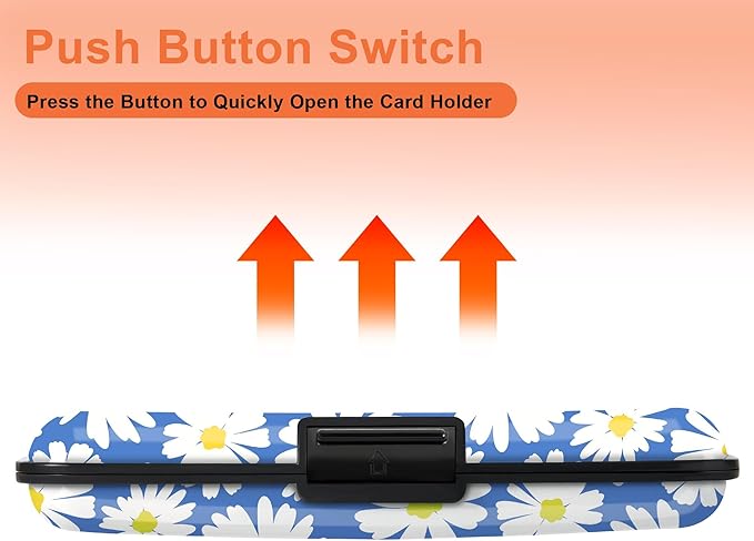 Mayski Credit Card Holder, RFID Blocking, Aluminum Alloy Hard Case, Small Mini Business Metal Wallet for Women Men, Daisy