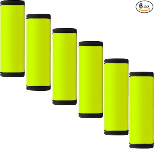 Luggage Handle Wrap 6 Pack-Neoprene Luggage Handle Wraps for Suitcase/Beach Bag/Backpacks Bright Suitcase Identifiers Travel Accessories for Airplane (Neon Yellow)