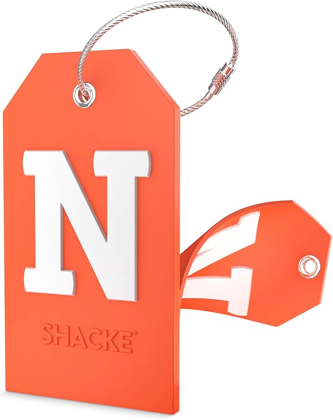 Shacke Initial Luggage Tag with Full Privacy Cover and Stainless Steel Loop – (Letter N)