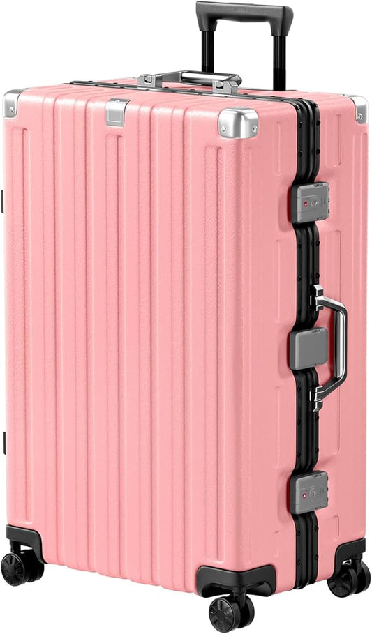 Krute Zipperless Luggage 28 Inch Checked Suitcase with Spinner Wheels TSA Approved No Zipper Hard Shell Luggage PC+ABS Aluminum FrameTravel Suitcase
