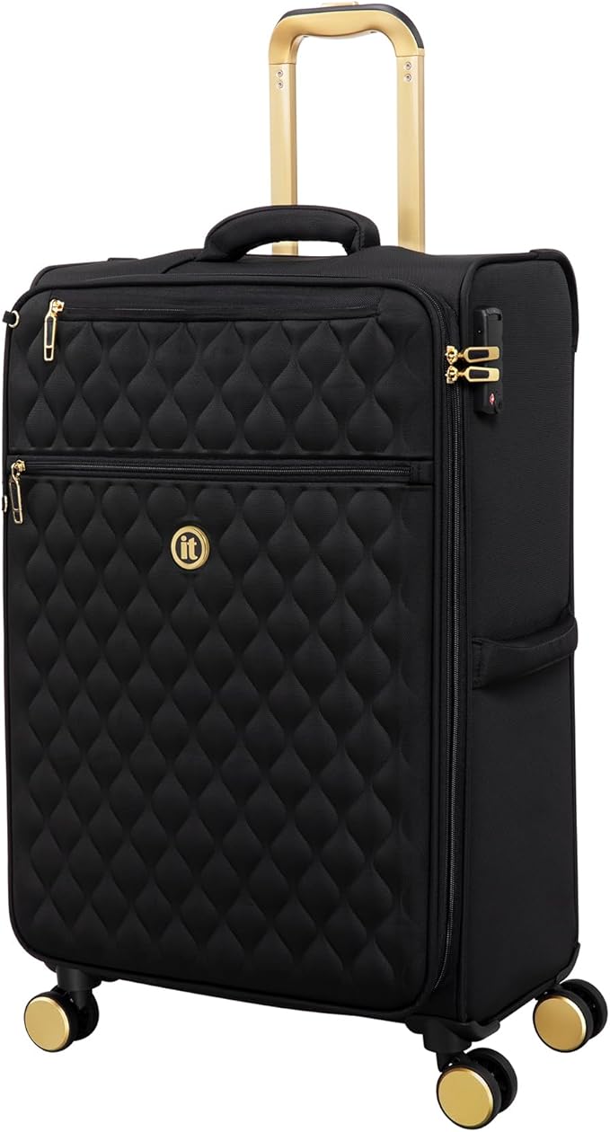 It Luggage Glimmering 28" Softside Checked 8 Wheel Expandable Spinner, Black
