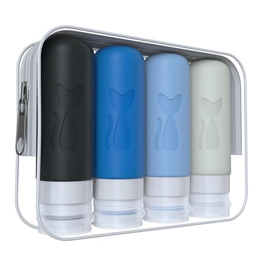 TSA Approved 3oz Leakproof Travel Bottles for Toiletries, Refillable Containers for Shampoo Conditioner Lotion Body Wash (Multicolored J)