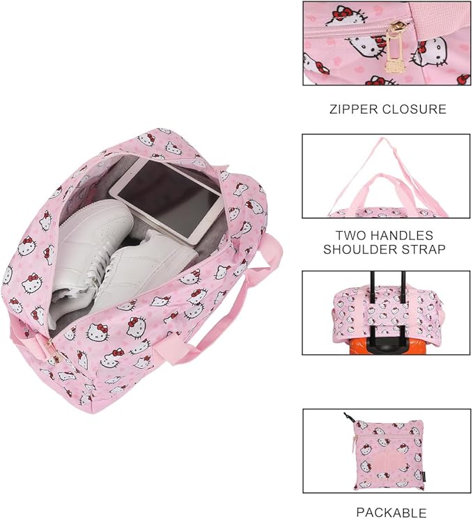 Hello Kitty Character Face Pink 21" Packable Duffel