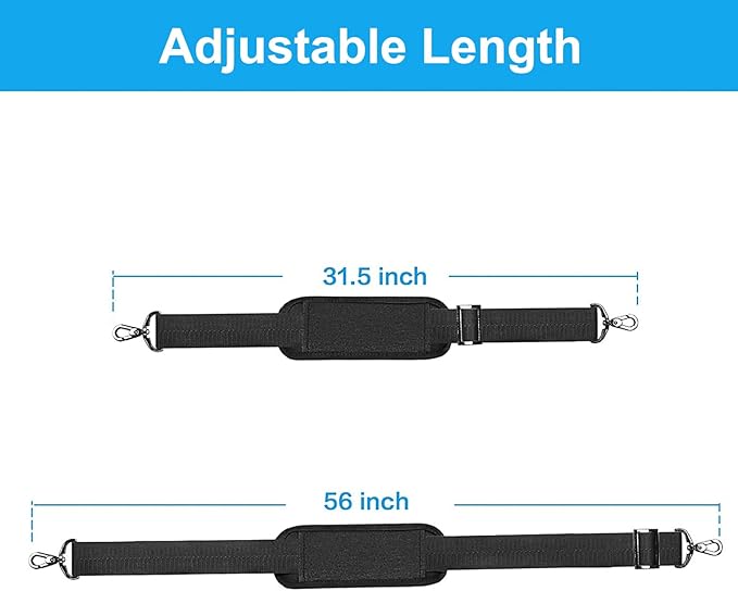 MOSISO 56 inch Shoulder Strap, Adjustable Thick Soft Universal Replacement Non-Slip Fit Padded with Metal Swivel Hooks for Laptop Shoulder Bag/Laptop Messenger Bag/Crossbody Bag, Black