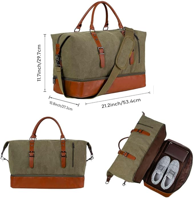 Weekender Overnight Bag Carry On Bag Travel Bag with Shoe Pouch