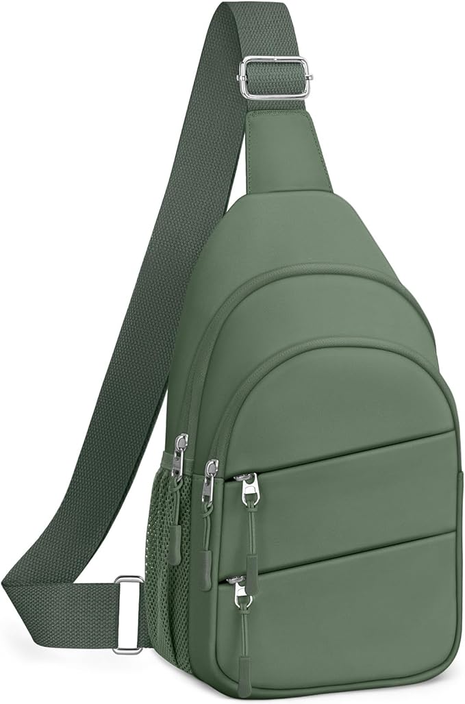 Tuwubi Crossbody Bags for Women, Sling Bag for Men, Small Hiking Backpack Anti Theft Lightweight for Outdoors Travel （L, Sage Green）