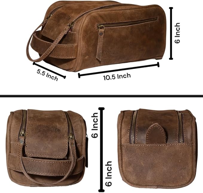 Premium Buffalo Leather Unisex Toiletry Bag/Leather Travel Kit