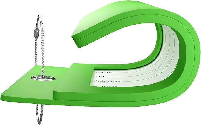 Gostwo 2 Pack Luggage Tags for Suitcases, 26 Initial Letter Travel Luggage Baggage Identification Labels ID Tag Fully Bendable Tags with Stainless Steel Loop (Green) (Letter G)