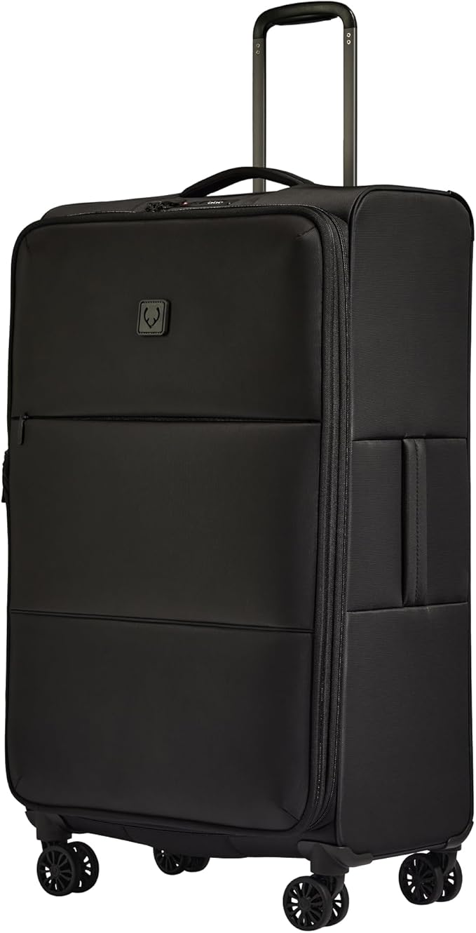 ANTLER - Soft Stripe Large Luggage - 31" Softside Suitcase, Durable, Lightweight & Expandable, 4 Spinner Wheels - Adjustable Handle, TSA Lock, Black