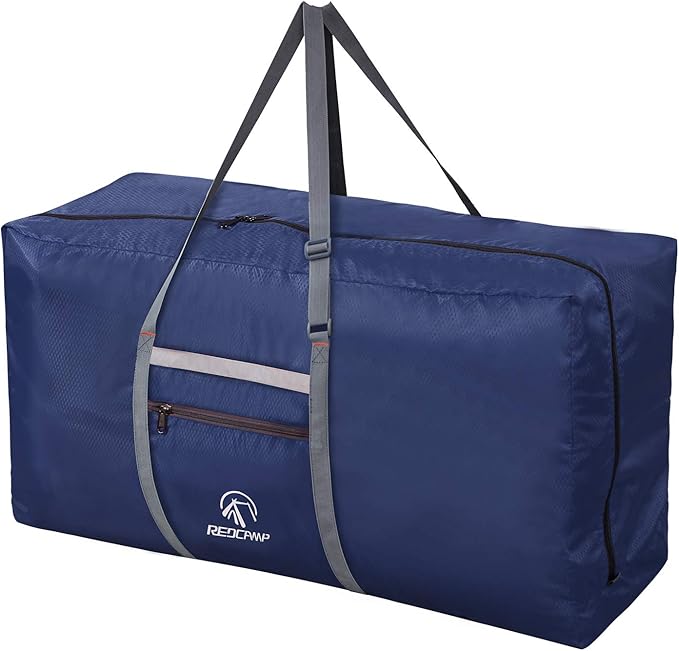 REDCAMP Foldable Extra Large Duffle Bag 100L/31 Inch, Lightweight Travel Duffel Bag with Adjustable Strap for Men Women,Dark Blue