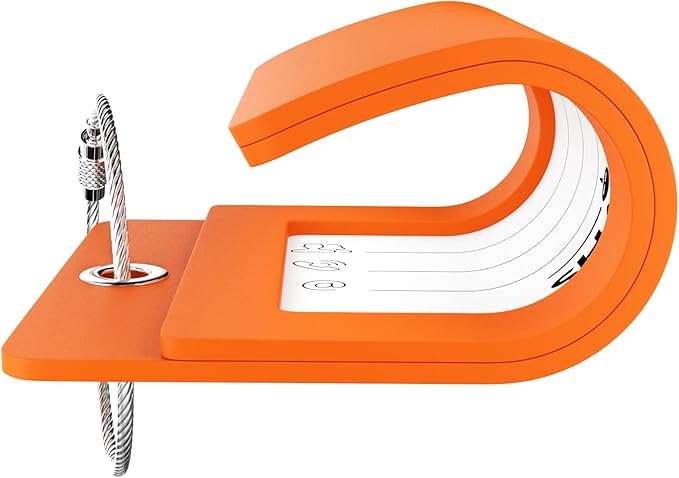 Shacke Luggage Tag Initial – Fully Bendable Tag w/Stainless Steel Loop - Orange (Letter J)