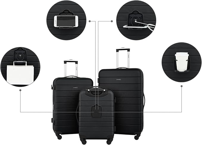 Wrangler Smart Spinner Hardside Luggage, 22-Inch Carry-On, Black