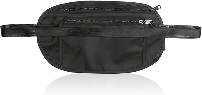 Money Belt for Travel, Hidden Waist Pouch, Travel Hidden Wallet, Waterproof Waist Bag, Anti-Theft Passport Fanny Pack for Men and Women (Black)