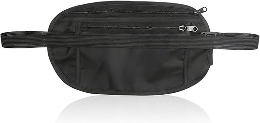 Money Belt for Travel, Hidden Waist Pouch, Travel Hidden Wallet, Waterproof Waist Bag, Anti-Theft Passport Fanny Pack for Men and Women (Black)