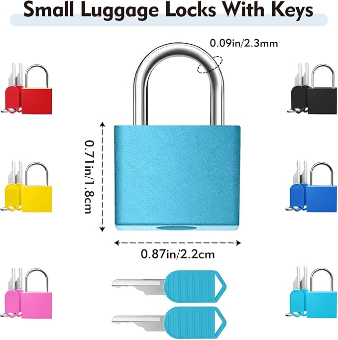 6Pcs Luggage Locks Small Suitcase Locks with Keys Plastic-Covered Mini Padlock for Suitcase Backpack Box Bag