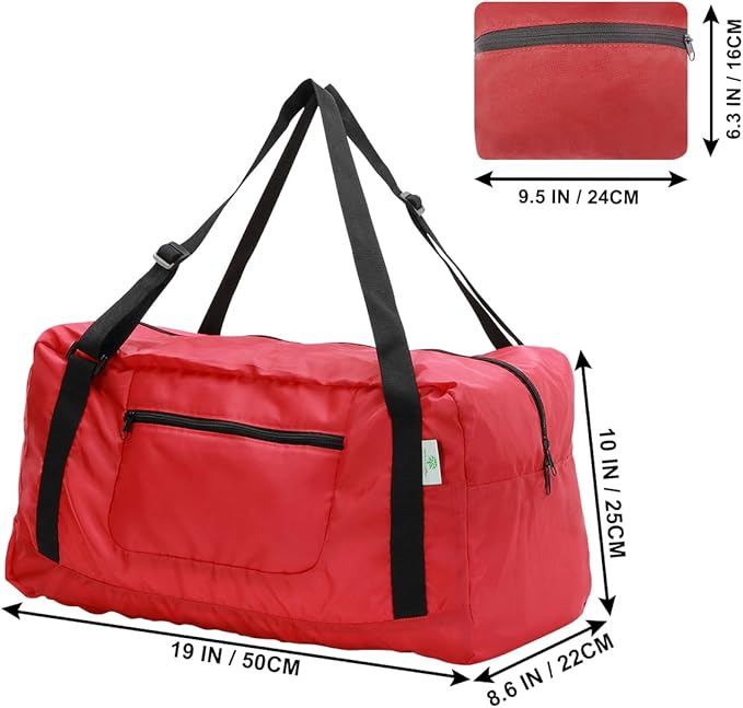 HOLYLUCK Foldable Travel Duffel Bag For Women & Men Luggage Great for Gym (Red)