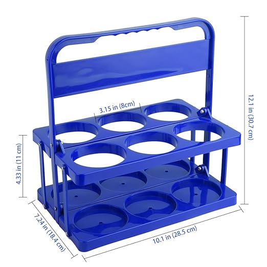 Bodaon 6 Cup Drink Carrier with Handle, Plastic Cup Holders for Take Out Delivery Drivers, Reusable Foldable Car Drink Caddy, Leakproof Food Delivery Accessories, 360° Secure Grip, Blue