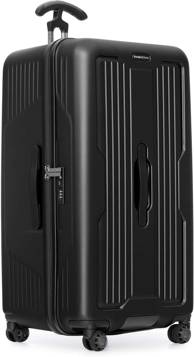 Traveler's Choice Ultimax II Polycarbonate Hardside Luggage with Spinner Wheels, Matte Black, 31-Inch Large Trunk
