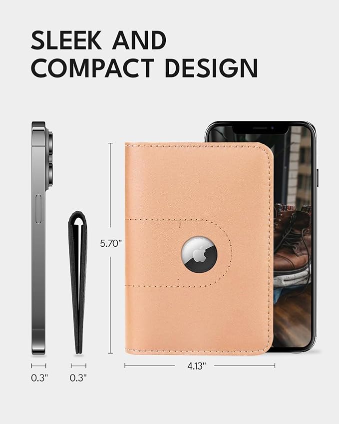 ALLIVE Passport Holder for Travel, Genuine Leather Passport Holder with AirTag Slot for Women and Men, Passport Cover Wallet Travel Must Haves Airport Essentials,Travel Gifts, Beige