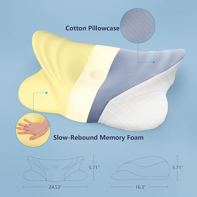 Cozyhealth Cervical Pillow for Pain Relief Sleeping, Ergonomic Contour Memory Foam Neck Pillow for Sleeping, Orthopedic Bed Pillow Side Sleeper Pillow Memory Foam Pillows for Back & Stomach Sleepers