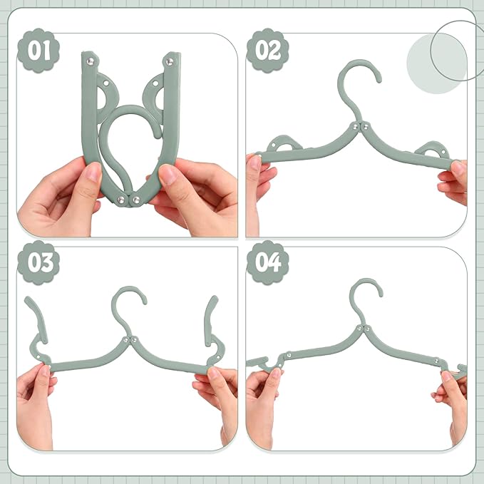24 Pcs Travel Hangers Portable Foldable Hangers Cruise Ship Essentials Non-Slip Foldable Space Saving Clothes Drying Rack for Travel Cruise Business Trip Suitcase Dormitory School Hotel(Classic)
