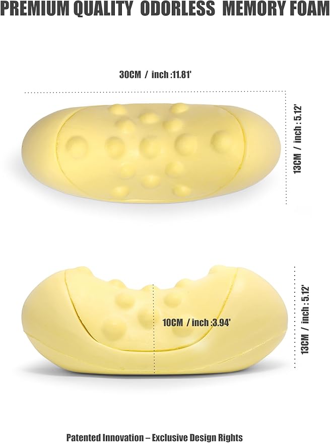 Bespilow Cervical Neck Pillow for Pain Relief, Dual-Layer Memory Foam Orthopedic Contour Pillow for Office,Travel, Ergonomic Neck Support for Back Sleepers,Cooling Breathable Case (US Design Patented)